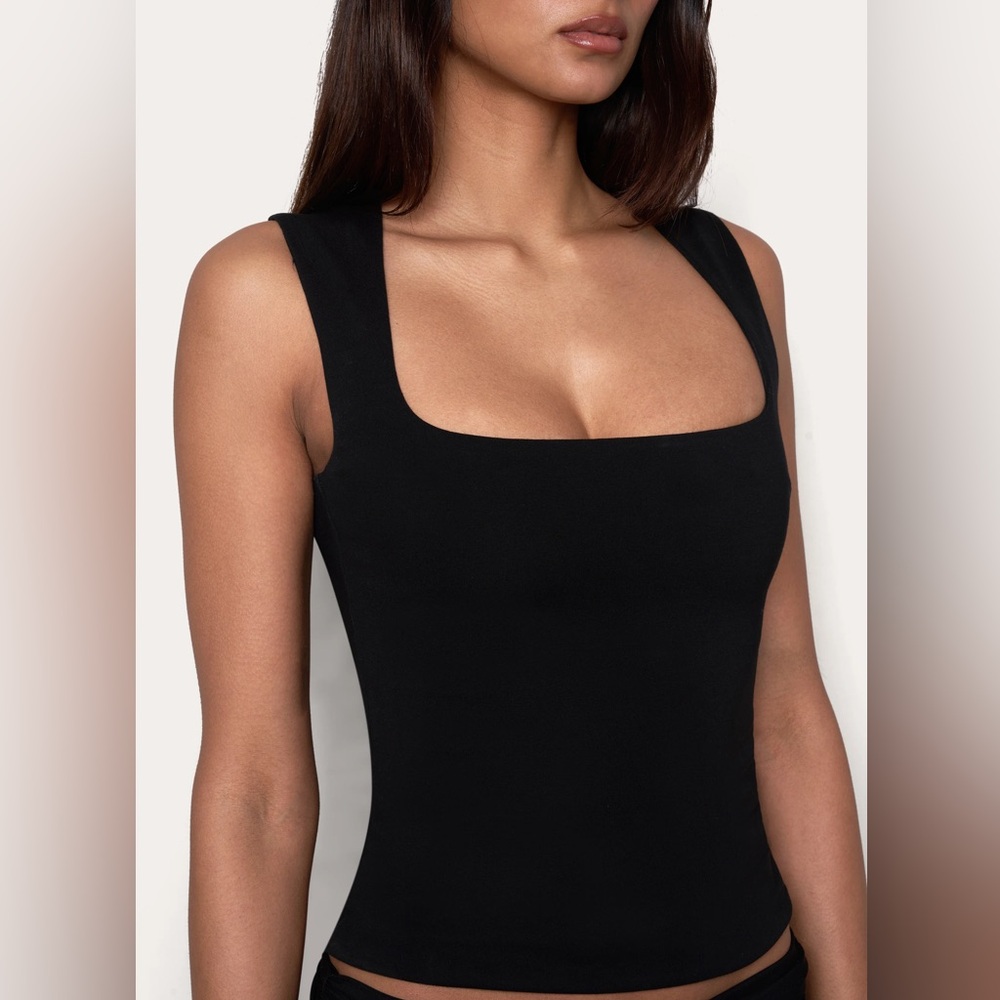 Black Square Neck Tank Dress - Women